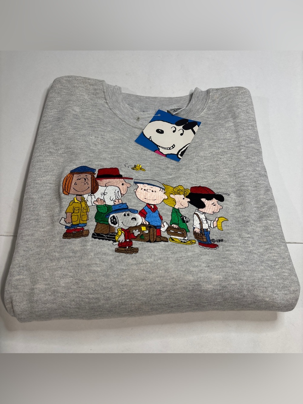 Vintage Peanuts Embroidered Sweatshirt Sz XL Gray 90s Blitz Studio